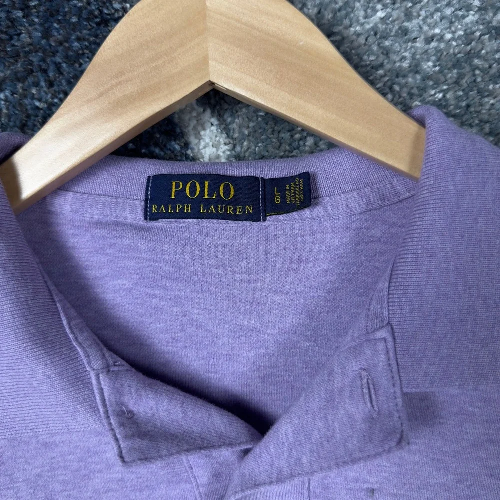 Polo Ralph Lauren Polo Shirt Mens Large Purple Excellent Short Sleeve Heathered